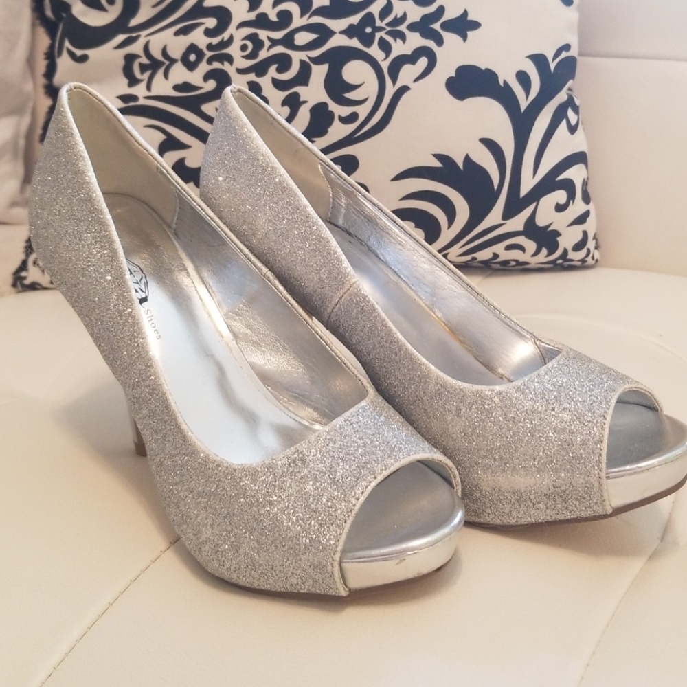 Lava Silver sparkly heels wore once